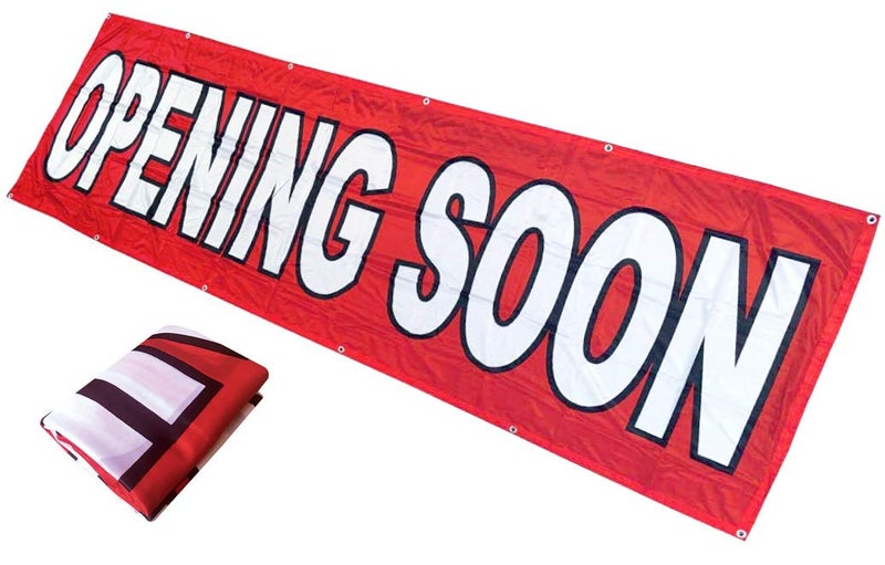 4Less 3x10 Ft Opening Soon Banner Vinyl Alternative Store Sign (red) Fabric